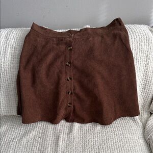 Elegant Brown Corduroy Mini Skirt